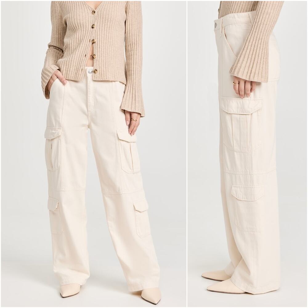 Rag & Bone Featherweight Cailyn Cargo Pant Ecru cream denim size 24